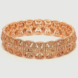 Peach Crystal Rose Gold Metal Stretch Bracelet